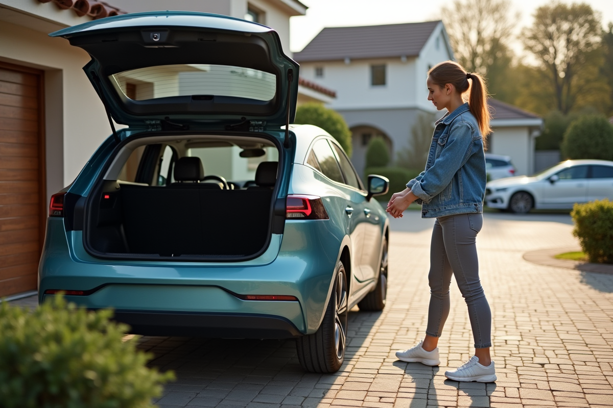 Jeune femme examine le coffre d