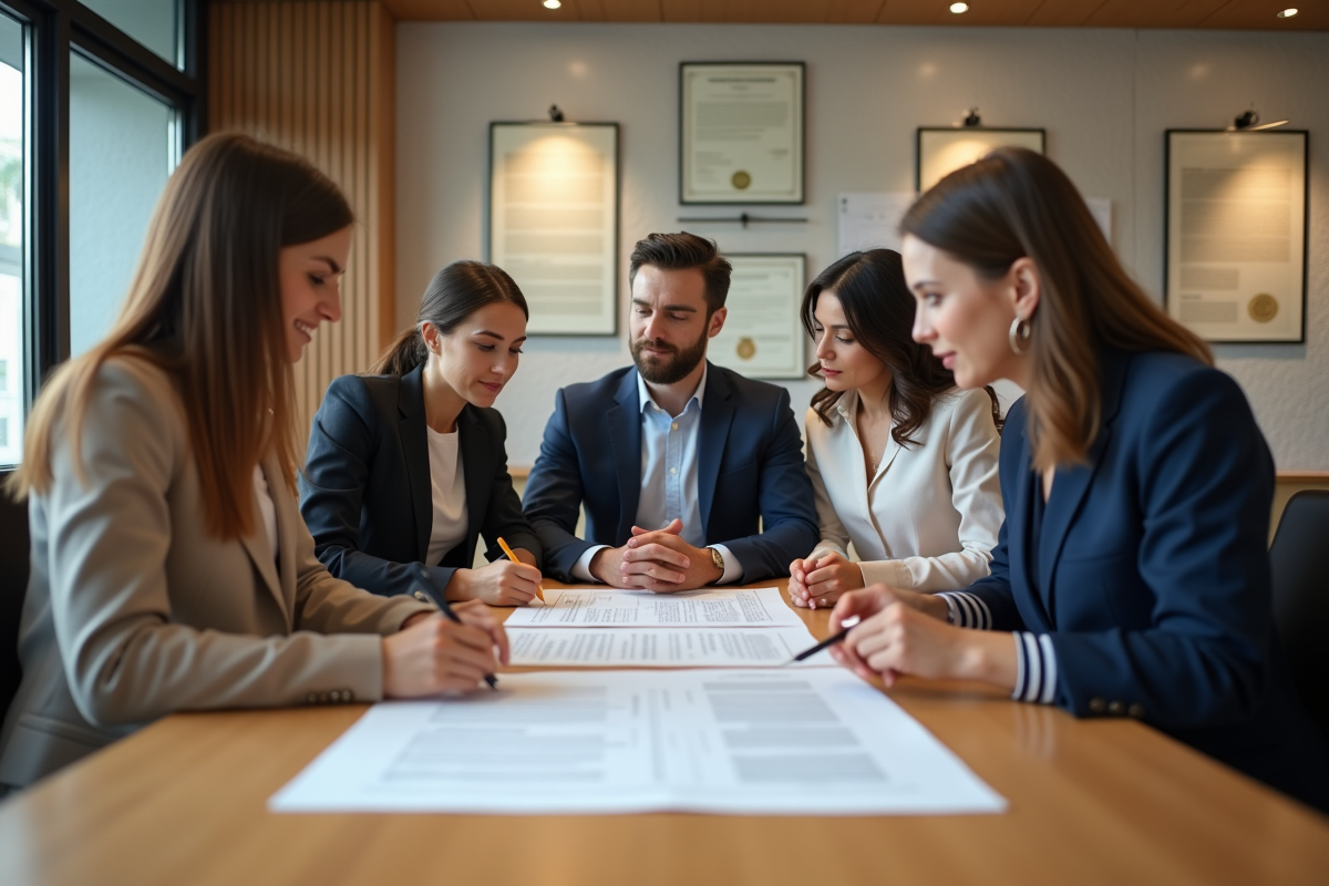 Groupe diversifié de collègues en réunion autour d